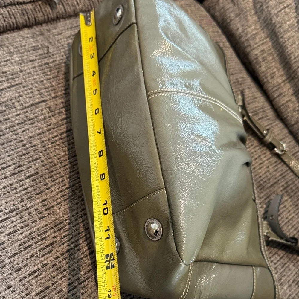 Vintage Coach Metallic Olive Leather Tote